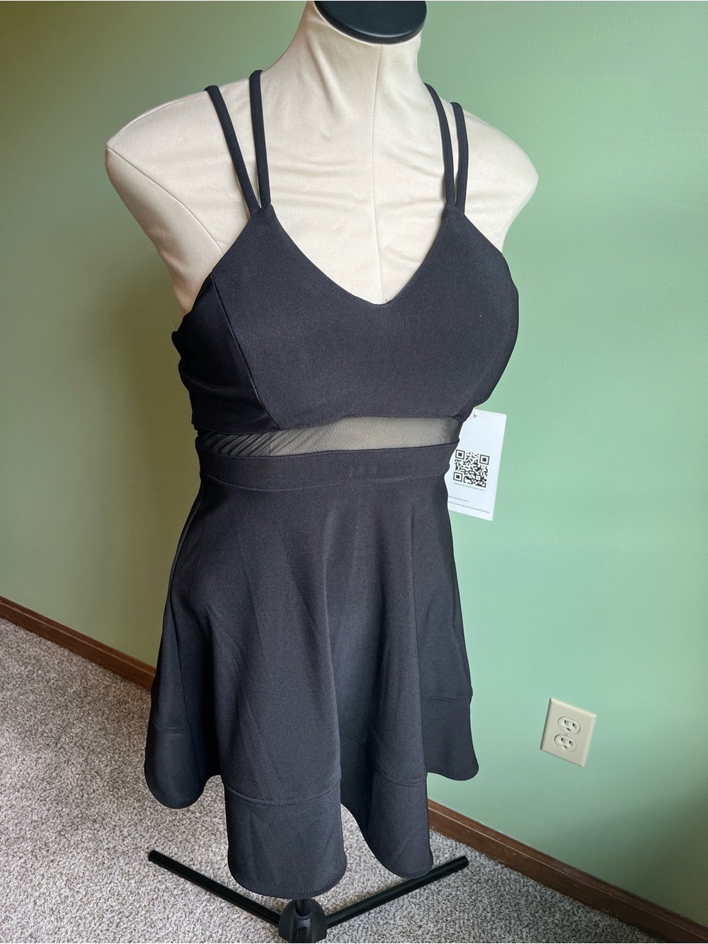 Homecoming Black Double-Strap Fit-and-Flare Mini Dress